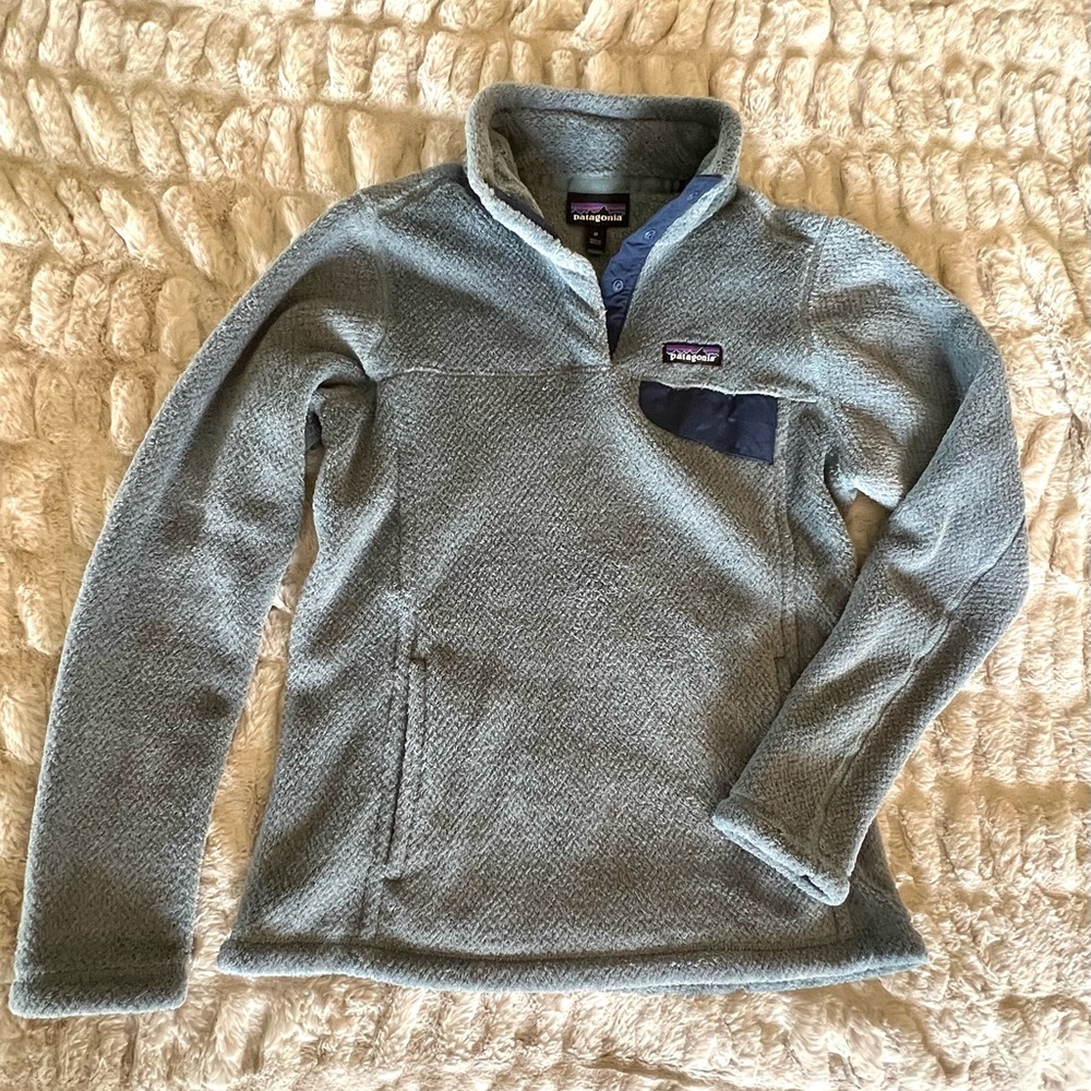 Patagonia sweatshirt quarter snap front, color slate blue, size medium like new!